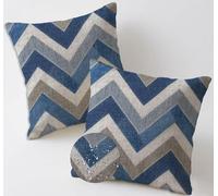 Coussin Canape Exterieur 65x65 cm Bleu Coussin Canape Lot de 2 Doubler Coussins Lombaire Carré Jardin Exterieur Imperméable Lin Taie d'oreiller pour Jardin Banquette Chaise Fall Decoration C-1038