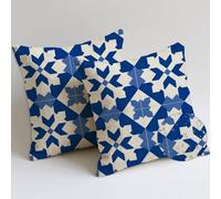 Coussin Canape Exterieur 65x65 cm Bleu Coussin Canape Lot de 2 Géométrie Coussins Lombaire Salon de Jardin Exterieur Imperméable Doux Taie d'oreiller pour Jardin Banquette Chaise Fall Decoration C-994