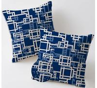 Coussin Canape Exterieur 65x65 cm Bleu Coussin Canape Lot de 2 Géométrie De Ligne Coussins Lombaire Salon de Jardin Imperméable Lin Taie d'oreiller pour Jardin Banquette Chaise Fall Decoration C-1042
