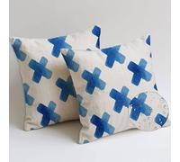 Coussin Canape Exterieur 65x65 cm Bleu Coussin Canape Lot de 2 Simple Coussins Lombaire Carré Jardin Exterieur Imperméable Doux Taie d'oreiller pour Jardin Banquette Chaise Fall Decoration C-1006