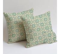 Coussin Canape Exterieur 65x65 cm Vert Coussin Canape Lot de 2 Doubler Coussins Lombaire Salon de Jardin Exterieur Imperméable Doux Taie d'oreiller pour Jardin Banquette Chaise Fall Decoration C-1066