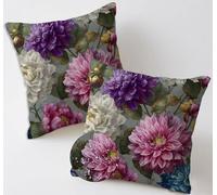 Coussin Canape Exterieur 75x75 cm Usine Coussin Canape Lot de 2 Fleurs Coussins Lombaire Carré Jardin Exterieur Imperméable Lin Taie d'oreiller pour Jardin Banquette Chaise Fall Decoration C-1374