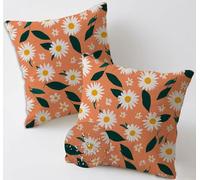 Coussin Canape Exterieur 80x80 cm Usine Coussin Canape Lot de 2 Fleurs Coussins Lombaire Carré Jardin Exterieur Imperméable Lin Taie d'oreiller pour Jardin Banquette Chaise Fall Decoration C-1366