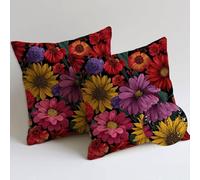 Coussin Canape Exterieur 80x80 cm Usine Coussin Canape Lot de 2 Fleurs Coussins Lombaire Salon de Jardin Exterieur Imperméable Doux Taie d'oreiller pour Jardin Banquette Chaise Fall Decoration C-1358