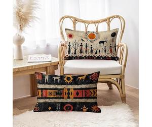 Coussin Canape Lot De 2, Housse Coussin 30x50, Housse de Canapé Exterieur Impermeable, Velours Coussins Afrique Femme, Coussins de Jardin Avec Fermeture Éclair, Decoration Maison Housse Oreiller h-100
