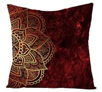 Coussin Canape Mandala Brun Rouge Housse de Coussin Lin Carrées Housse Coussin Exterieur pour Canapé Chambre Chaise Jardin Voiture Coussin Decoratif Housse Coussin 40x40