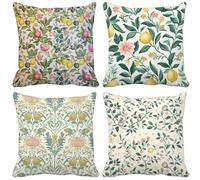 Coussin Canape Naturel et Frais Housse de Coussin 70x70 Fruit Motif Design, Lot de 4 Exterieur Doux Matériau Cushion Covers avec Fermeture Eclair Invisible, Printemps Jardin Decoration Salon w18-7