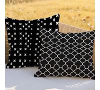 Coussin Canape Noir Coussin 55x55cm Grand Taie Oreiller Décoratif Impression Double Face Europe Du Nord Cushion Covers Lot de 2 pour Automne Canape Farmhouse Salon de Jardin Decoration Cadeaux RC-1015