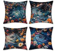 Coussin Canape Orange Coussin Exterieur Lot de 4 Taie Oreiller, Coussins Décoratifs Plante Coussins Canapé Velours Housse Oreiller Impermeable, Deco Jardin Exterieur, Deco Printemps, 70x70cm, o-64