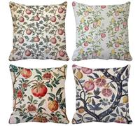Coussin Canape Rural Housse de Coussin 45x45 Fruit Motif Design, Lot de 4 Exterieur Impermeable Lin Matériau Cushion Covers avec Fermeture Eclair Invisible, Printemps Jardin Decoration Salon t10-Z