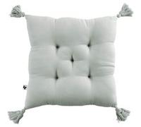 OUREA - Coussin Capitonné 40x40cm avec Pompons Gaze de Coton Eucalyptus - Altobuy G