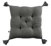 OUREA - Coussin Capitonné 40x40cm avec Pompons Gaze de Coton Granit -