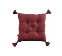 OUREA - Coussin Capitonné 40x40cm avec Pompons Gaze de Coton Lie de Vin - Altobuy