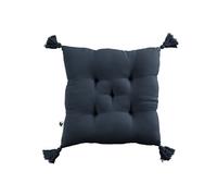 Coussin Capitonné 40x40cm avec Pompons Gaze de Coton Minuit - OUREA -