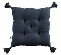 OUREA - Coussin Capitonné 40x40cm avec Pompons Gaze de Coton Minuit - Altobuy