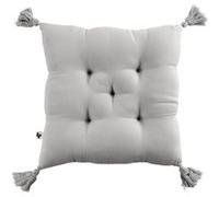 OUREA - Coussin Capitonné 40x40cm avec Pompons Gaze de Coton Nuage -