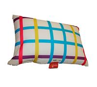 Coussin Carré Anti-Stress Relax Ergonomique Bureau Voyage Bien-être | Soulage cervicales, soutien lombaire, microbilles confort, tissu Lycra, lavable, usage quotidien, 36 × 25 cm Blanc à Carreaux
