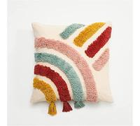 Coussin carré de taie d'oreiller de jet, traversin, couverture de coussin de décoration de maison glands de touffe arc-en-ciel Boho style décoration taie d'oreiller for le salon de canapé-lit (Color :