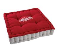 Aubry Gaspard - Coussin carré en coton et lin Edelweiss Rouge