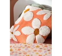 Coussin carré fleurs à pompons TU
