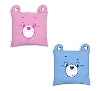 Coussin carré Officiel Care Bears avec Design des Visages, mettant en Vedette Cheer Bear et Grumpy Bear | Super Doux, réversible 2 Faces | Parfait pour Toute Chambre, canapé ou lit | 35 x 35 cm