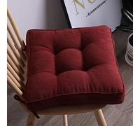 Coussin carré rembourré pour chaises - Couleur unie avec attaches - 10 cm d'épaisseur - Coussin de sol doux pour bureau, salle à manger, tatami, assise, coin de lecture, méditation (bordeaux, 50 x 50
