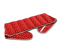 Coussin-ceinture, 135cm, aux noyaux de cerises à sept compartiments avec fermeture à bande auto-agrippante - Ceinture-bouillotte - Coussin thermique aux graines XXL, Rouge avec des coeurs