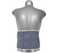 Coussin-ceinture aux graines de colza à sept compartiments avec fermeture à bande auto-agrippante - longueur environ 135cm - fleurs bleues Coton Bio - Coussin thermique aux graines XXL