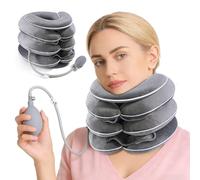 Coussin cervical gonflable, Oreiller Cervical Gonflable à 3 Couches Extensibles, Collier Cervical Réglable avec Système de Support Menton, la nuque gonflable pour soulagement de la douleur