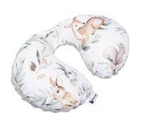 Medi Partners Coussin Voyage Enfant de Cou pour Bebe Repose Tete Voiture Oreiller Voyag - 100% Coton/Minky Oreill Cale Nuque Tour du Voiture Avion Bébé (Cerf en Feuilles avec Gris Minky)