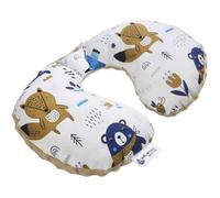 Medi Partners Coussin Voyage Enfant de Cou pour Bebe Repose Tete Voiture Oreiller Voyag - 100% Coton/Minky Oreill Cale Nuque Tour du Voiture Avion Bébé (Boho Animals avec Beige Minky)