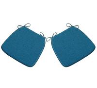 Coussin Chaise Cuisine Lavable Lot de 2 Pièces Antidérapant Siège Galette de Coussins Chaises Exterieur Interieur Jardin Office avec Attaches Rubans Dehoussable Forme Trapèze Lin Épais(Blue Horseshoe,