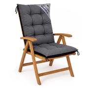 Coussin Chaise Jardin Dossier Haut 50x120 cm - Matelas Siege Extérieur Mobilier Confort Imperméable Graphite
