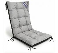 Coussin Chaise Jardin Dossier Haut 50x120 cm - Matelas Siege Extérieur Mobilier Confort Imperméable Gris