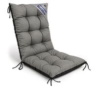 Coussin Chaise Jardin Dossier Haut 50x120 cm - Matelas Siege Extérieur Mobilier Confort Imperméable Gris lin écologique