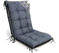 Coussin Chaise Jardin Dossier Haut Set: 2x 50x120 cm - Matelas Siege Extérieur Mobilier Confort Imperméable Jean lin écologique