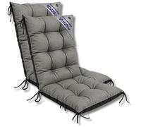 Amazinggirl Coussin Fauteuil Jardin Dossier Haut Set: 2X 50x120 cm - Coussins pour Chaises de Jardin & Fauteuil Extérieur Gris Lin écologique Coussin Chaise Exterieur Épais 10 cm avec Attaches
