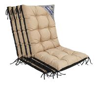 Coussin Chaise Jardin Dossier Haut Set: 4x 50x120 cm - Matelas Siege Extérieur Mobilier Confort Imperméable Beige