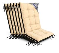 Amazinggirl Coussin Fauteuil Jardin Dossier Haut Set: 6X 50x120 cm - Coussins pour Chaises de Jardin & Fauteuil Extérieur Beige Coussin Chaise Exterieur Épais 10 cm avec Attaches