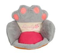 Coussin Chat Patte, Fausse Fourrure Polyester, Demi - Surround, Gris, Taille S - Soutien Ergonomique, Anti - Fatigue, Décor Confortable pour Bureau et Maison (S 22,5 cm/8,86 pouces de diamètre)