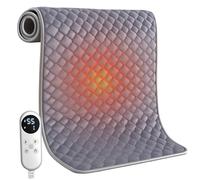 Coussin Chauffant avec Arrêt Automatique, 80x42cm Coussin Chauffant Cervicales XXL avec Niveaux de Chauffage 25-55°C, Minuterie 1-12H, Flanelle Cristal Allongée, Coton de Soie épaissi, Grand écran LED