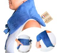 Coussin chauffant cervicales micro onde | Bouillotte graine de lin micro-onde avec ceinture pour cervicale, epaule, regles douloureuses, cou, dos | Housse polaire peluche | Fabriqué en France