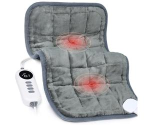 Coussin chauffant, coussin chauffant vibrant lesté avec thérapie par la chaleur, 4 modes de massage et 6 réglages de chaleur réglables pour soulager les douleurs au dos/aux épaules