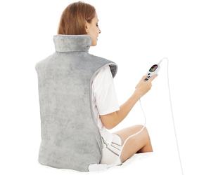 Coussin Chauffant dos Electrique Epaule et Nuque 60×100cm, 6 Niveaux de Chaleur, minuterie d'arrêt Automatique de 2 heures, Chauffage rapide, Ceinture, Chauffe-dos, Flanelle, Lavable en Machine