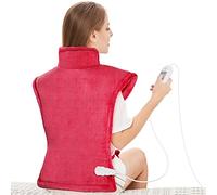 Coussin Chauffant dos Electrique Epaule et Nuque 60x85cm, 3 Niveaux de Chaleur, minuterie d'arrêt Automatique de 3 heures, Chauffage rapide, Ceinture, Chauffe-dos Flanelle, Lavable en Machine, Rouge