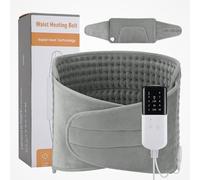 Coussin Chauffant Electrique 125 x 30 cm Ceinture Chauffante Lombaire, 10 Niveaux Température, 4 Modes minuterie, Lavable Ceinture Chauffante avec Poche et Velcro Pour Dos Cervicales Abdomen Gris