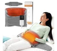 Coussin Chauffant Electrique 125x30cm,Ceinture Lombaire Chauffante,avec 4 Réglages de Minuterie, 10 Température,Pour Dos Cervicales Abdomen,Lavable en Machine