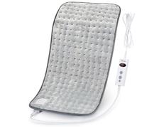 Coussin Chauffant Electrique, 30x60cm pour le dos, le cou, les épaules, l'abdomen, le soulagement de la douleur dans les jambes, Arrêt automatique en 90 min, 10 niveaux de chaleur, Gris