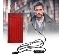 Coussin chauffant électrique - Panneau en fibre de carbone 10 x 20 cm, coussin chauffant pour tissu | Alimenté par USB, répartition uniforme de la chaleur, design fin et flexible, contrôle de la tempe