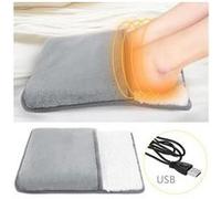 Coussin chauffant électrique usb pieds chaussons chauds hiver main / chauffe-pieds lavable - gris